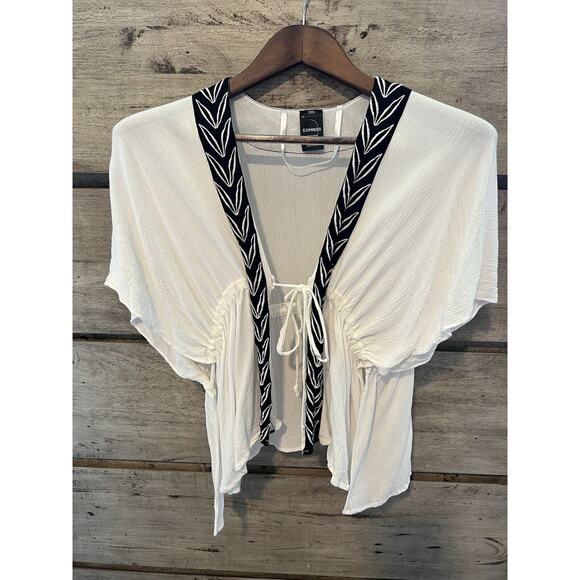 Express Tops - Express Boho Wrap Blouse Cover Up White One Size Caftan Lagenlook